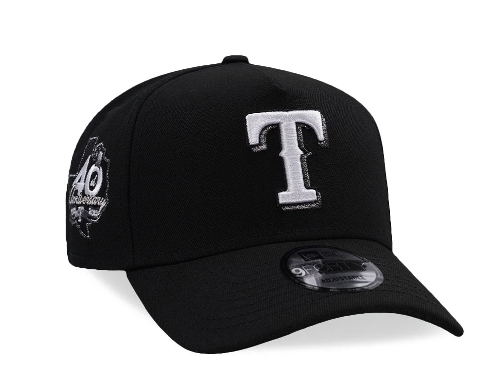 New Era Texas Rangers 40th Anniversary Black Prime Edition 9Forty A Frame Snapback Cap