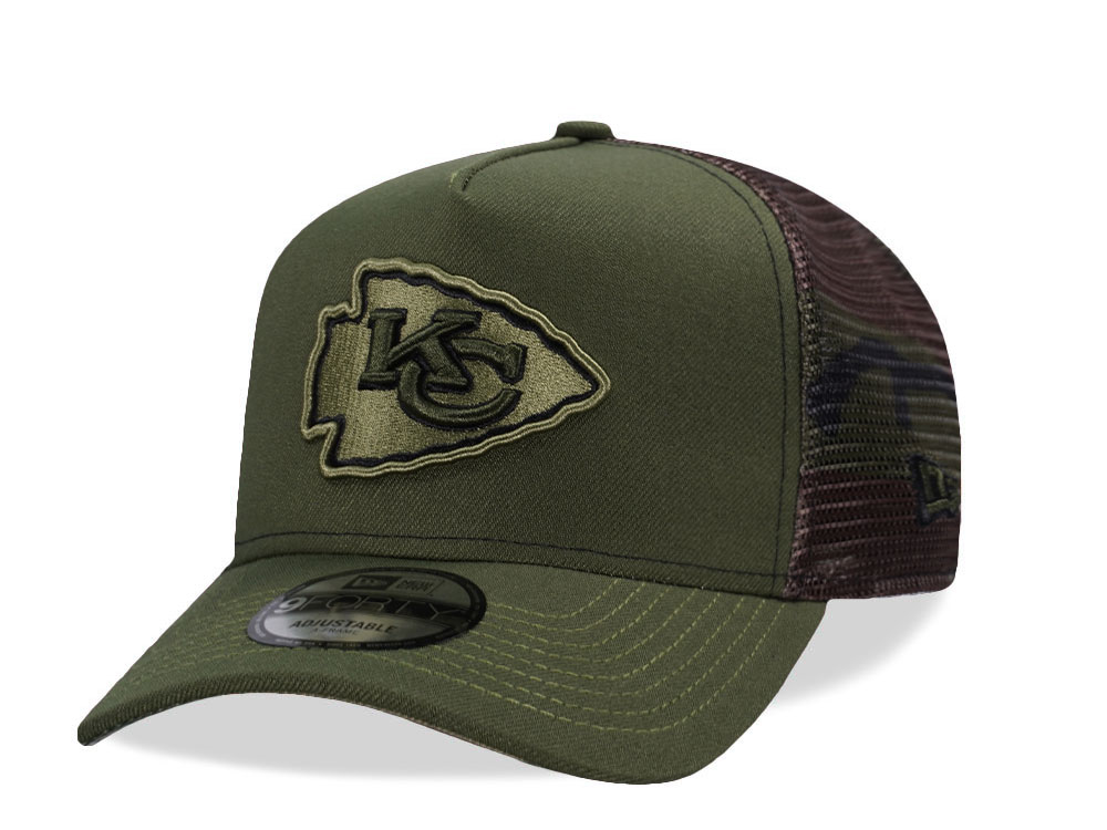 New Era Kansas City Chiefs Green Camo Trucker Edition 9Forty A Frame Snapback Cap