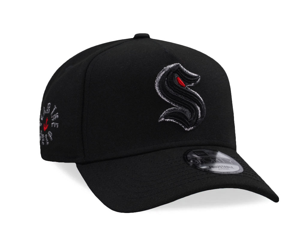 New Era Seattle Kraken Fear the Deep Metallic Black Prime Edition 9Forty A Frame Snapback Cap