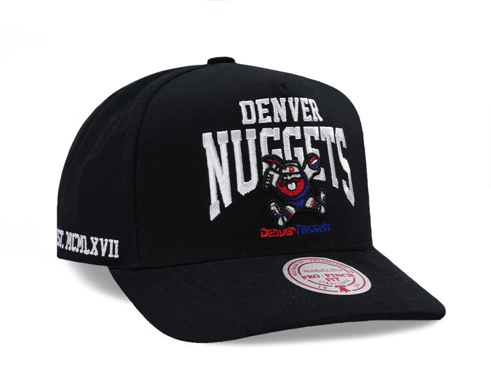 Mitchell & Ness Denver Nuggets Black Pro Pinch Fit Snapback Cap