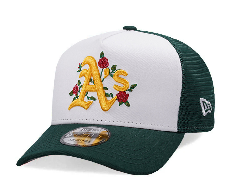 New Era Oakland Athletics Flower Chrome Two Tone Edition 9Forty A Frame Trucker Snapback Cap