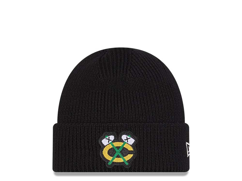 New Era Chicago Blackhawks Skull Knit Black Pipot