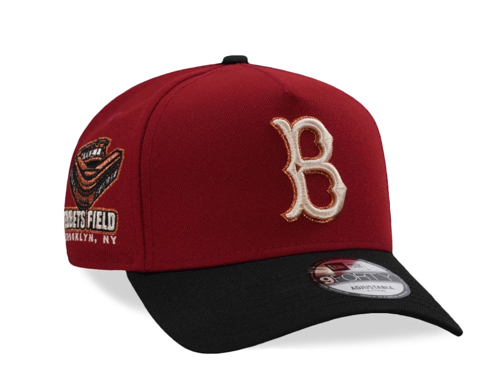 New Era Brooklyn Dodgers Ebbets Field Maroon Two Tone Edition 9Forty A Frame Snapback Cap