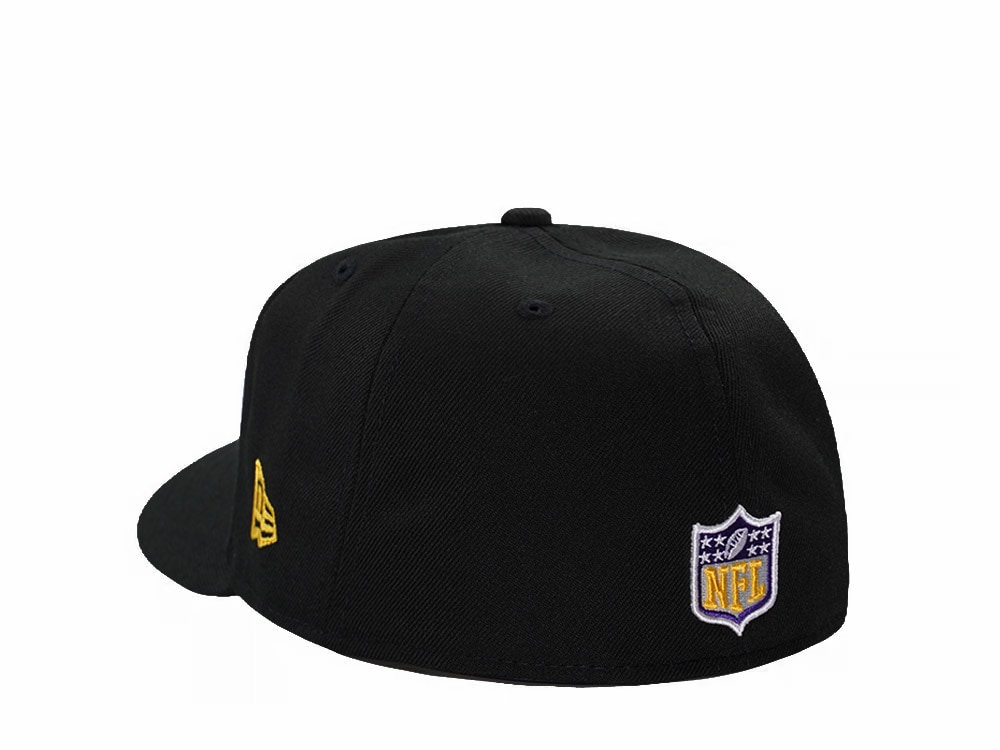 New Era Minnesota Vikings Black Classic Edition Pre Curved 59Fifty Fitted Cap
