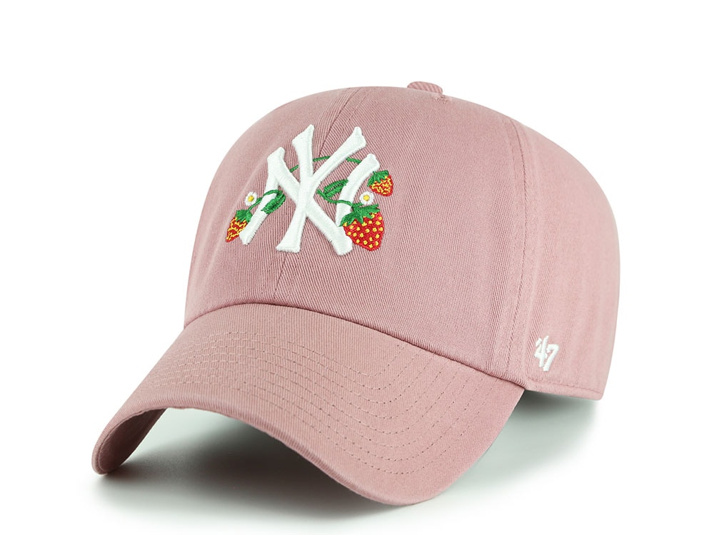 47 Brand New York Yankees Strawberry Icon Mauve Clean Up Strapback Cap