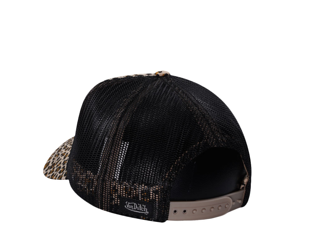 Von Dutch Oval Patch Leopard Print Trucker Snapback Cap