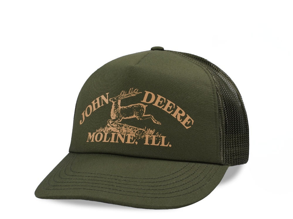 John Deere Vintage Logo Dark Green Trucker Snapback Cap