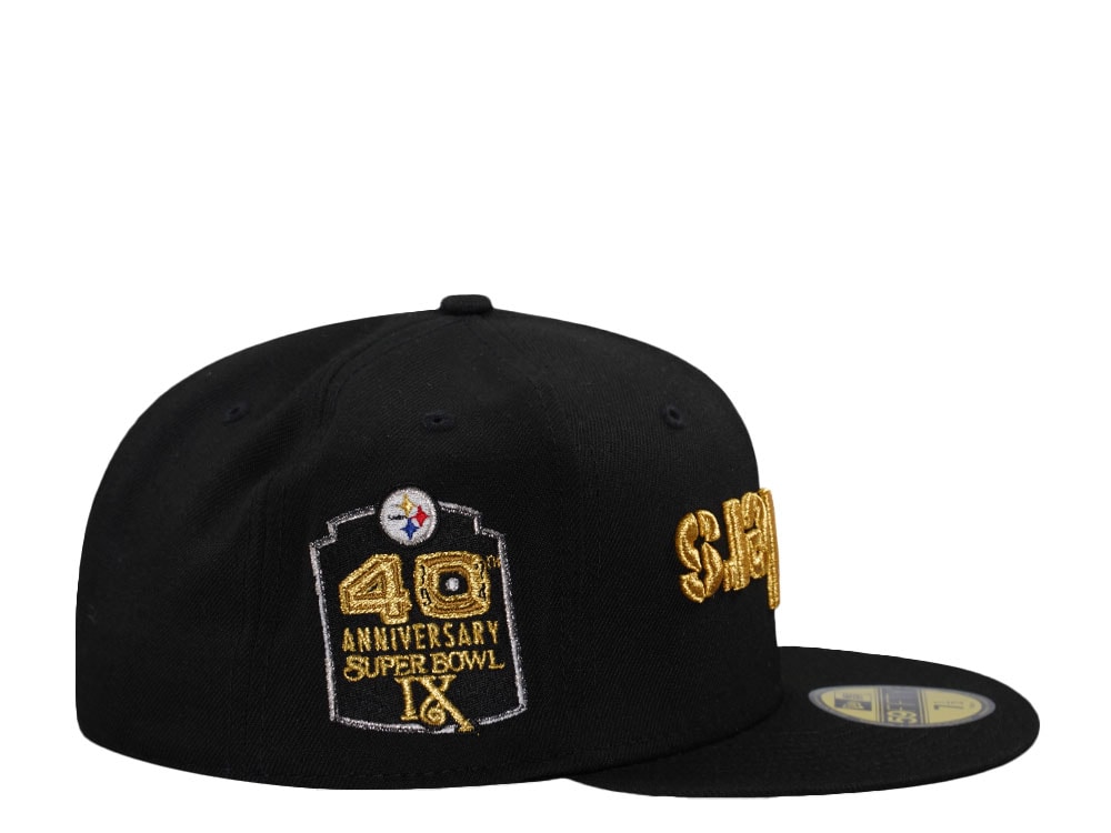 New Era Pittsburgh Steelers 40th Anniversary Metallic Black Prime Edition 59Fifty Fitted Cap