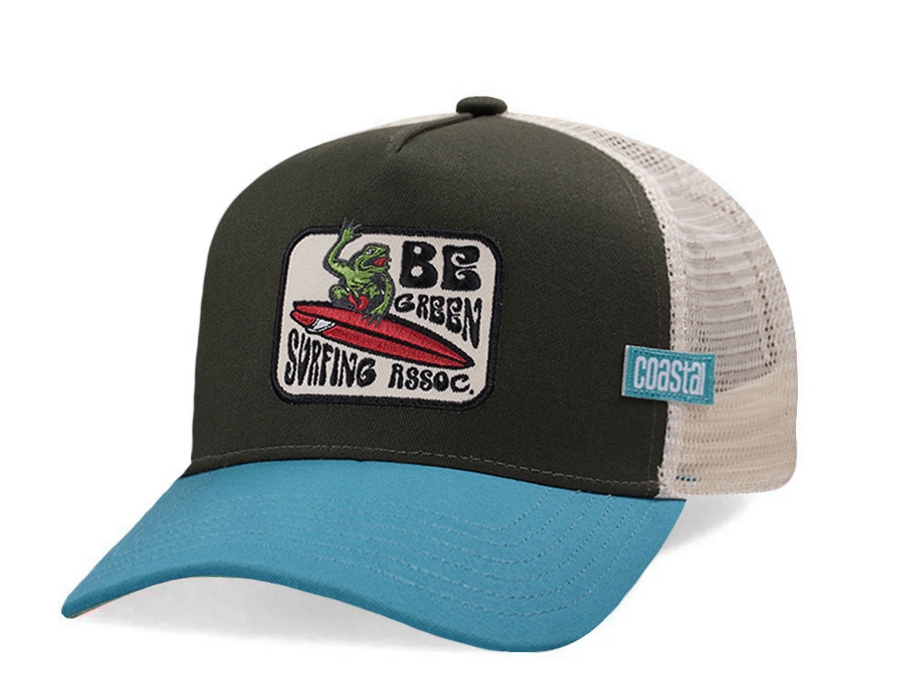 Djinns HFT Be Green Surfing Olive Coastal Edition Trucker Snapback Cap