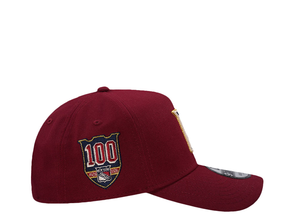 New Era New York Rangers 100th Anniversary Cardinal Red Prime Edition 9Forty A Frame Snapback Cap