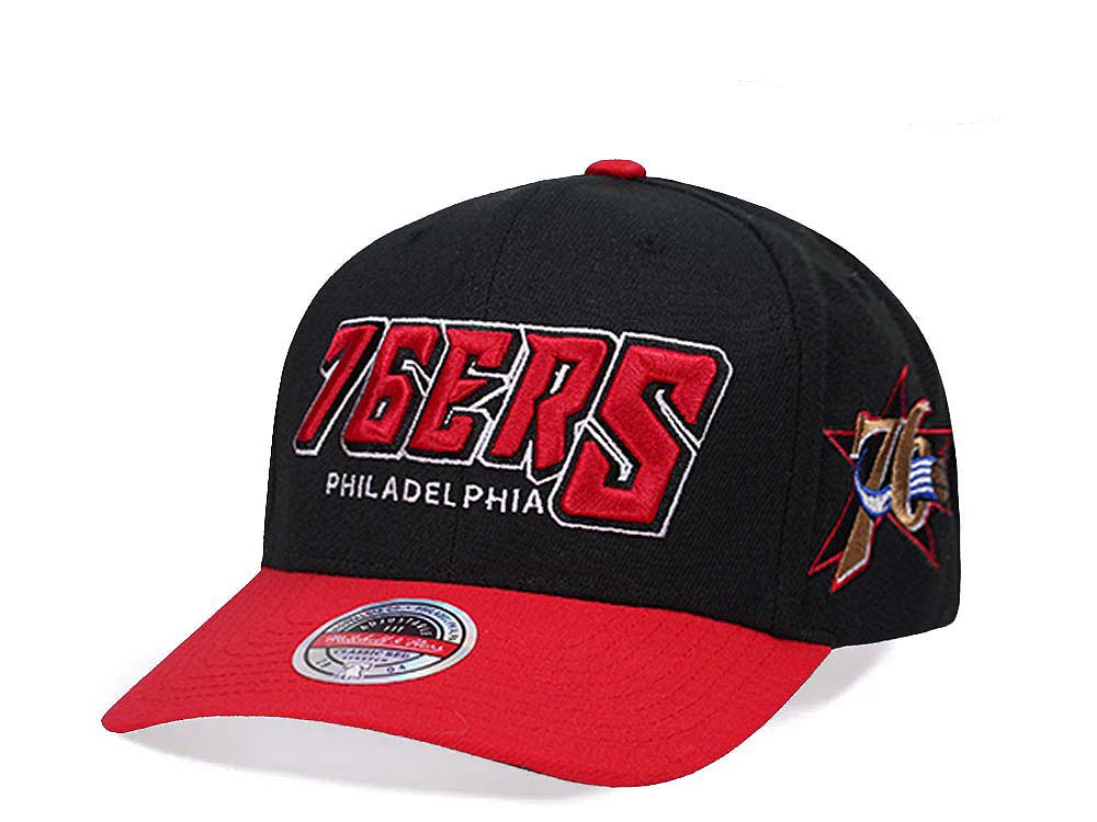 Mitchell & Ness Philadelphia 76ers Shredder Stretch Hardwood Classic Red Flex Snapback Cap