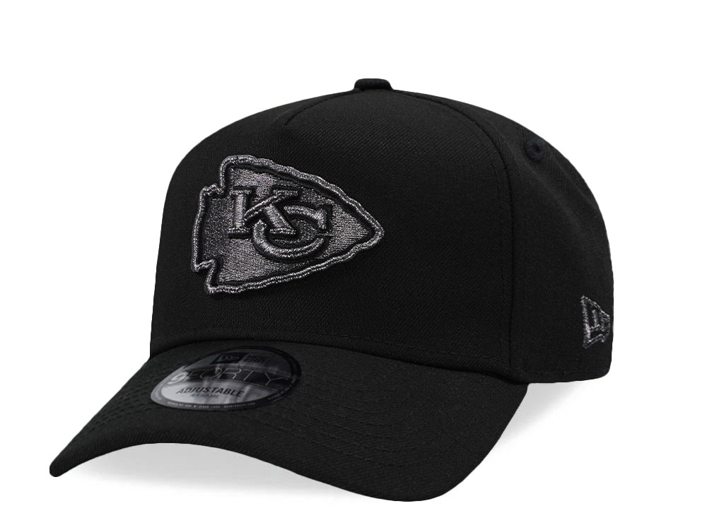 New Era Kansas City Chiefs Black Shine Edition 9Forty A Frame Snapback Cap
