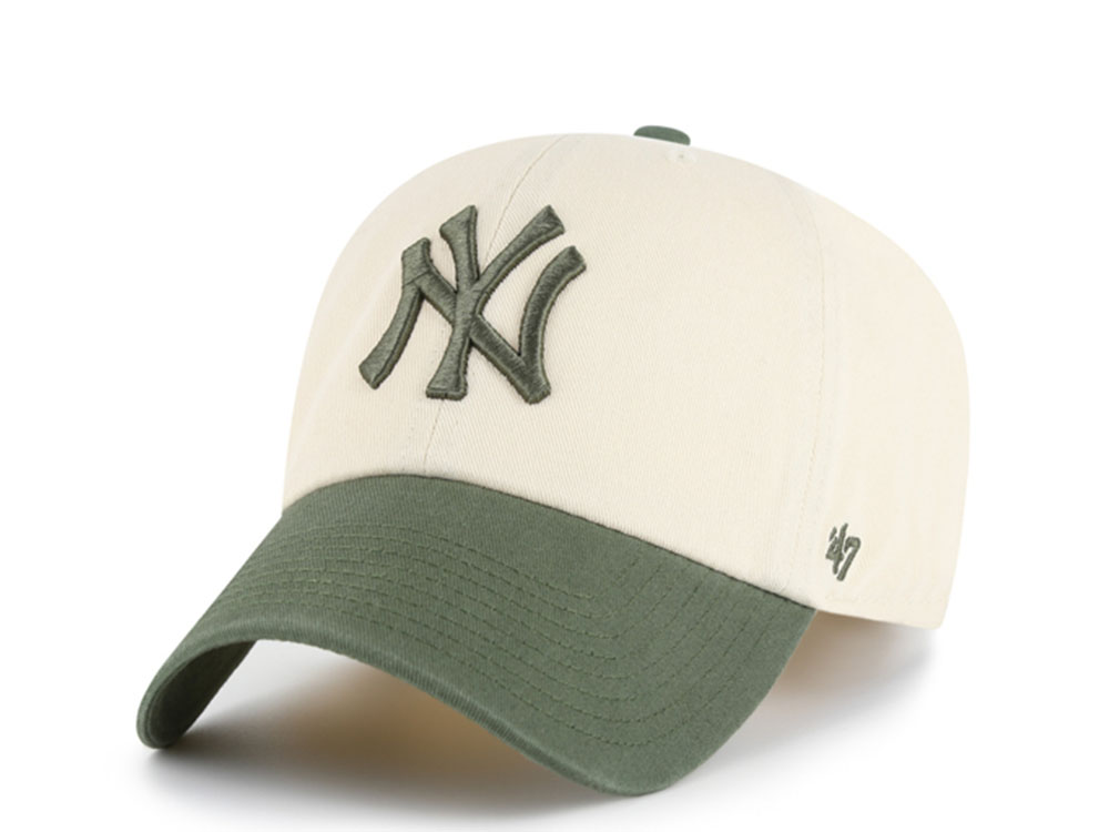 47 Brand New York Yankees Natural Olive Two Tone Clean Up Strapback Cap