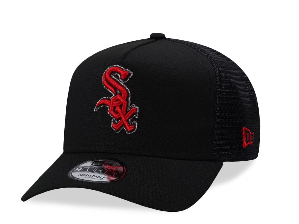 New Era Chicago White Sox Black And Red Edition 9Forty A Frame Trucker Snapback Cap