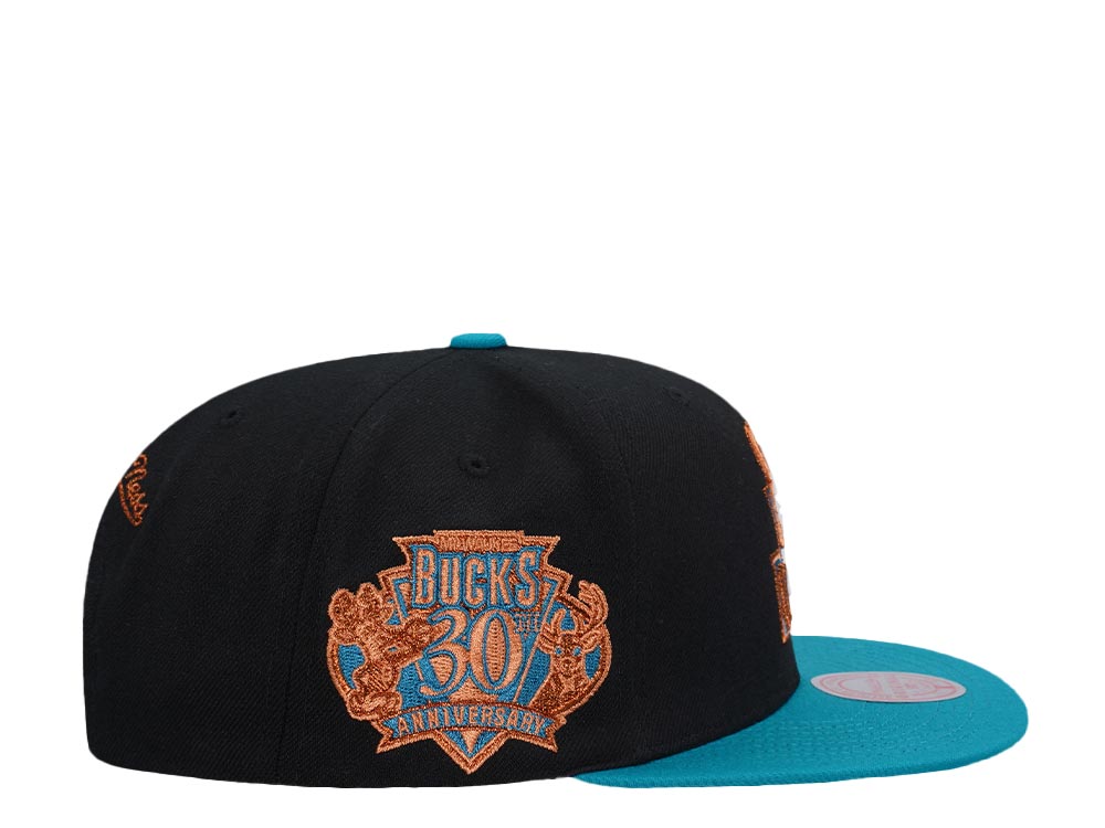 Mitchell & Ness Milwaukee Bucks 30th Anniversary Make Cents Black Two Tone Hardwood Classic Snapback Cap