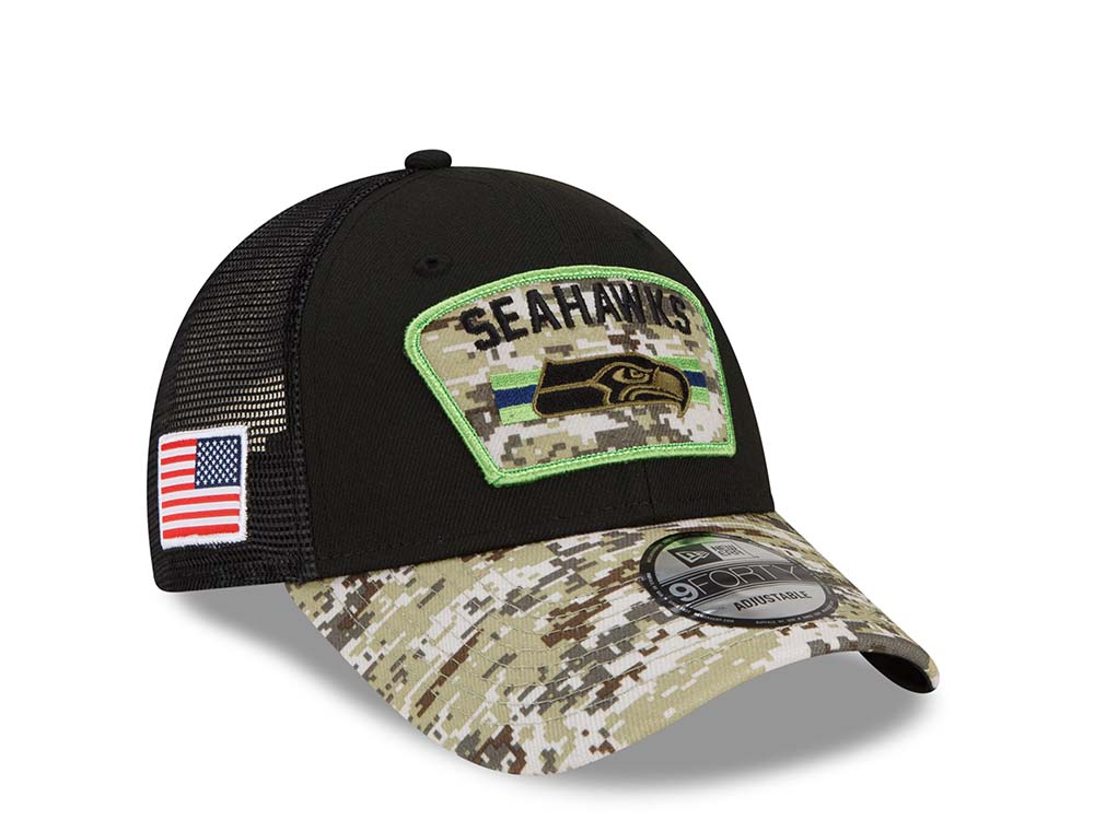 New Era Seattle Seahawks Salute to Service 21 9Forty Trucker Snapback Cap