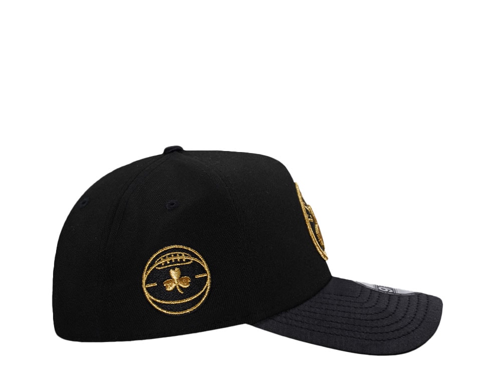 New Era Boston Celtics Black Gold Satin Brim Edition 9Forty A Frame Snapback Cap