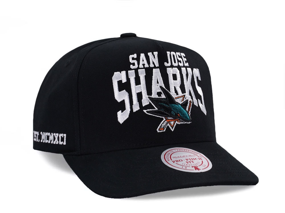 Mitchell & Ness San Jose Sharks Black Pro Pinch Fit Snapback Cap