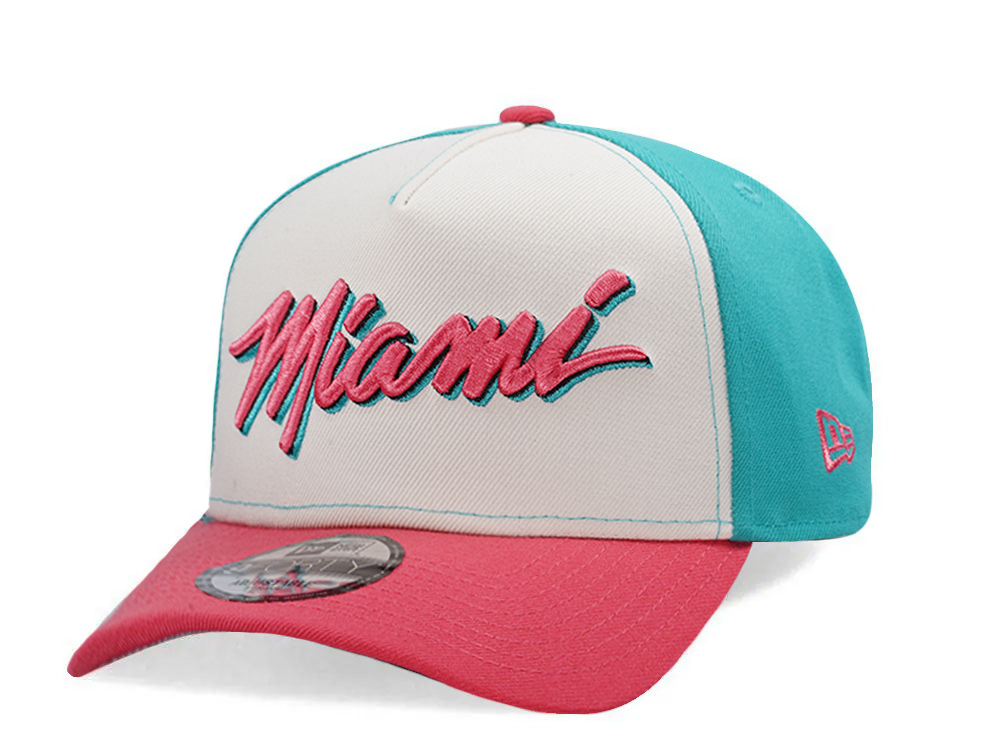 New Era Miami Heat Coral Two Tone Edition 9Forty A Frame Snapback Cap
