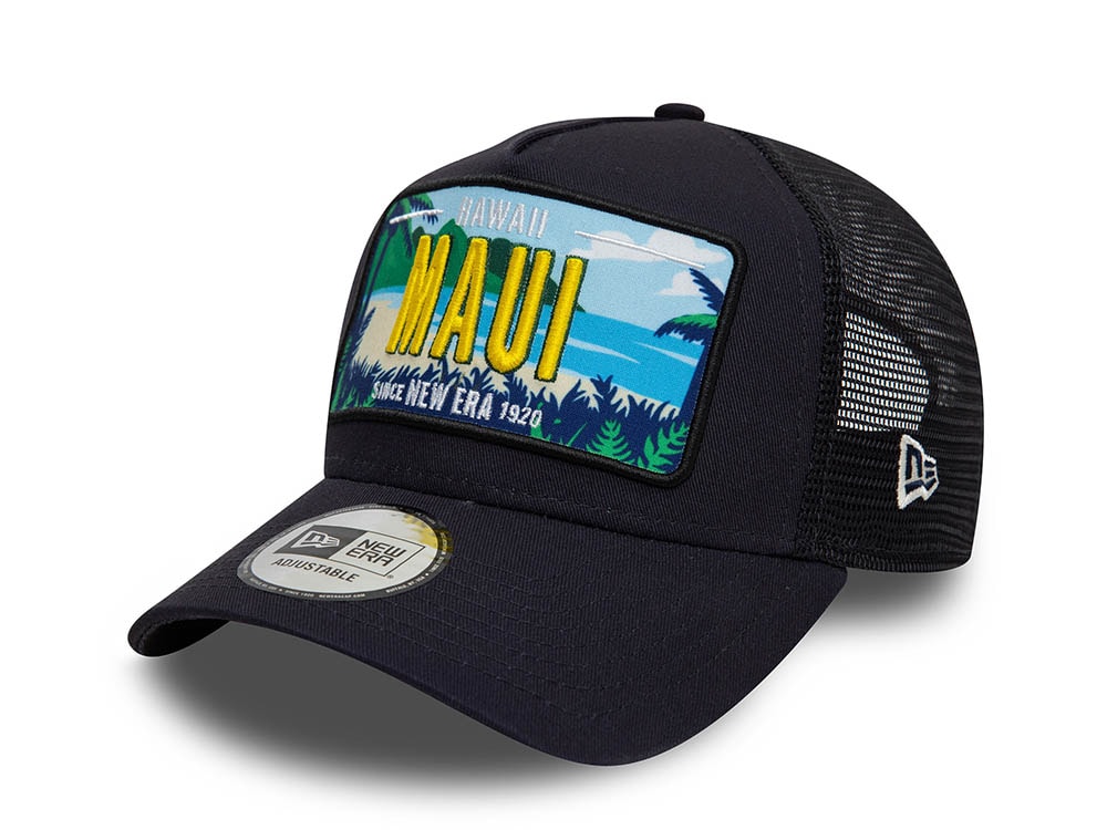 New Era Hawaii License Plate Navy 9Forty A Frame Trucker Snapback Cap