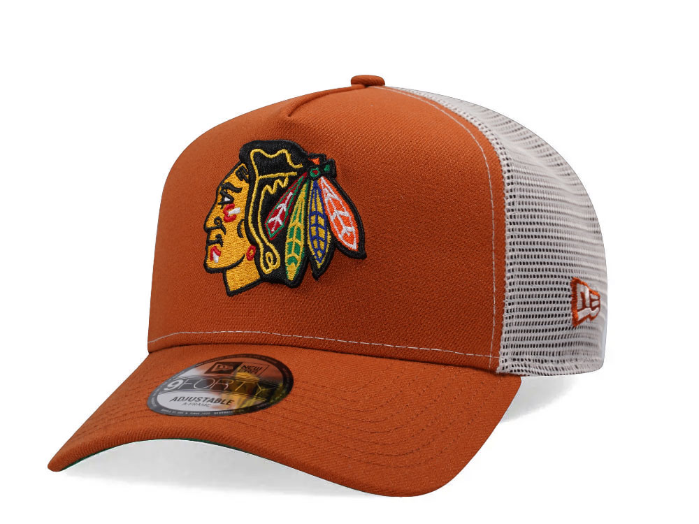 New Era Chicago Blackhawks Classic Rust Trucker Edition 9Forty A Frame Snapback Cap