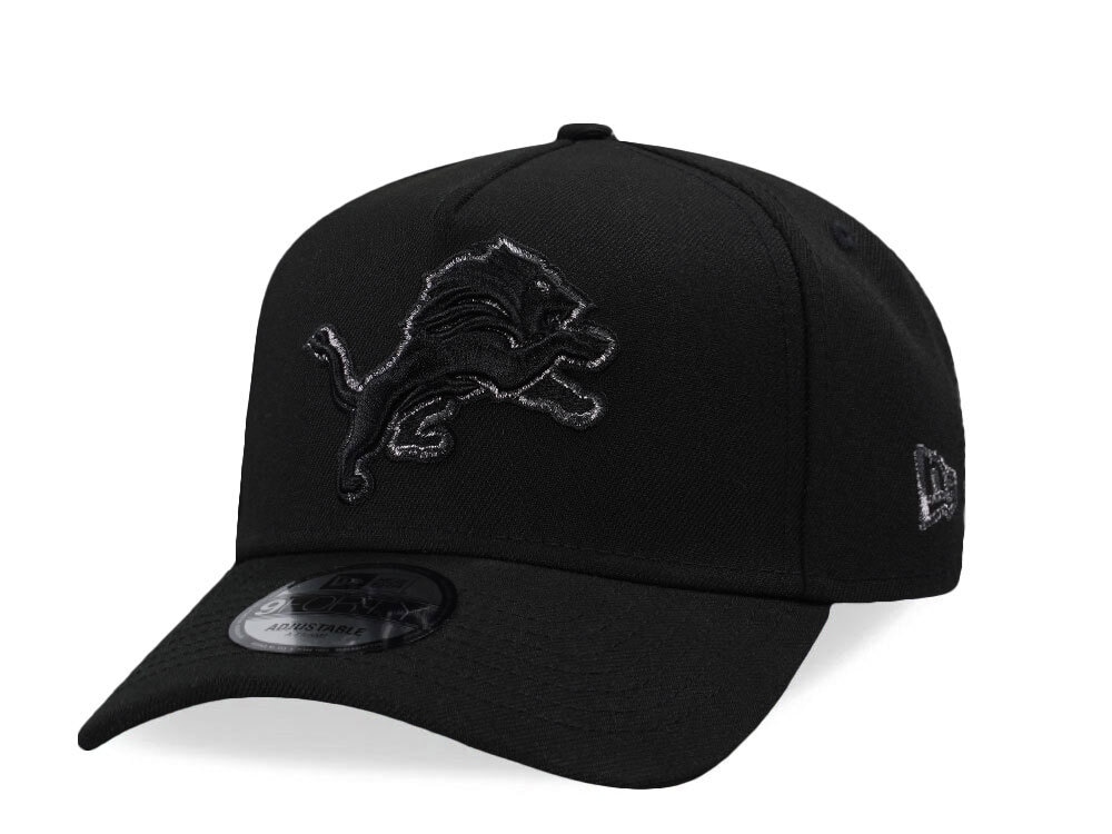 New Era Detroit Lions Black Shine Edition 9Forty A Frame Snapback Cap