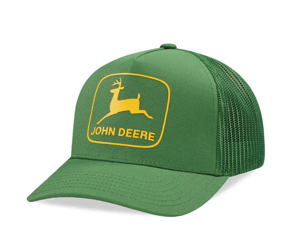 John Deere Logo Green Trucker Snapback Cap