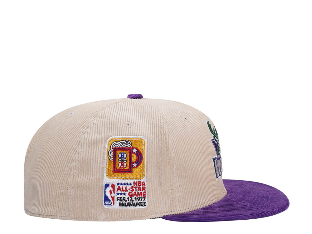 Mitchell & Ness Milwaukee Bucks All Star 1977 Two Tone Hardwood Classic Cord Edition Dynasty Fitted Cap