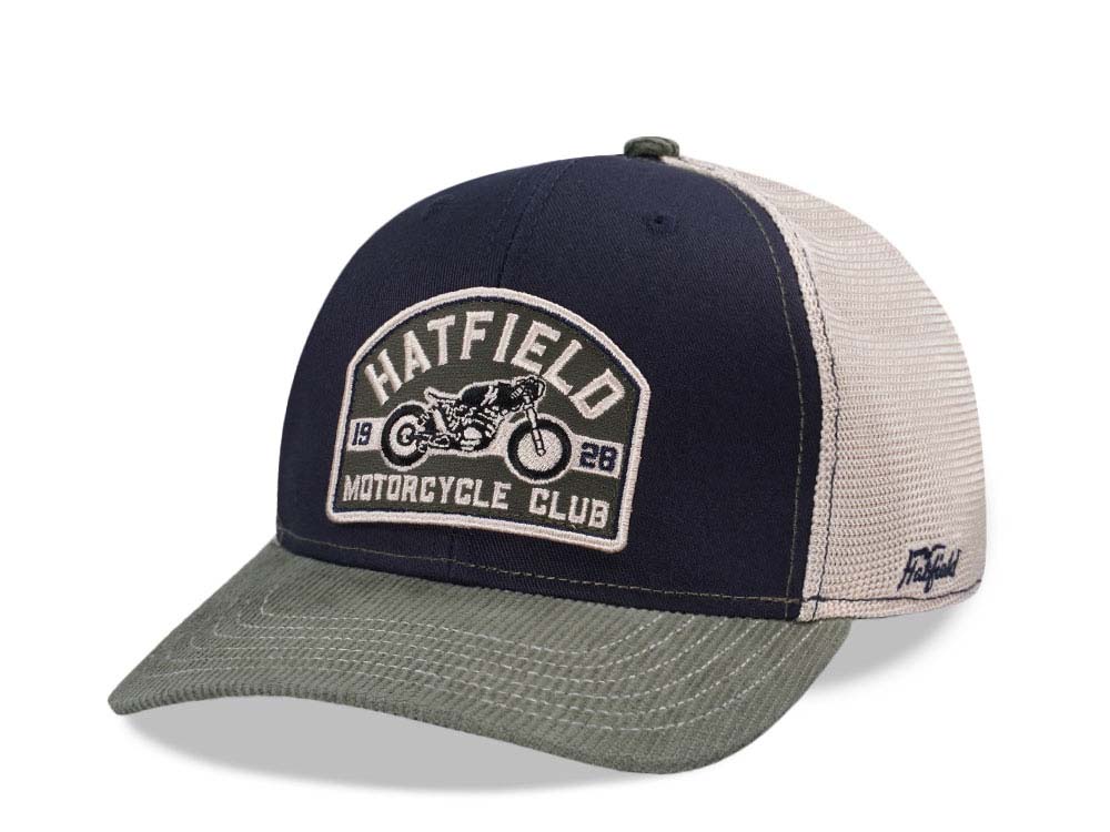 Hatfield Motorcycle Navy Ivory Trucker Snapback Cap