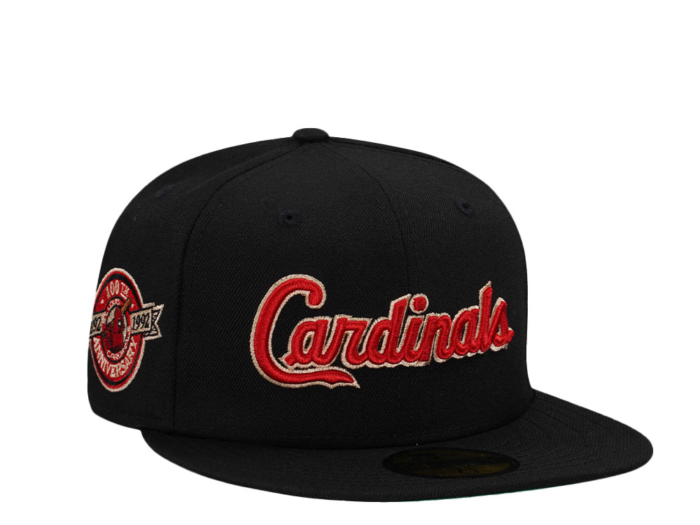 New Era St. Louis Cardinals 100th Anniversary Black Throwback Edition 59Fifty Fitted Cap
