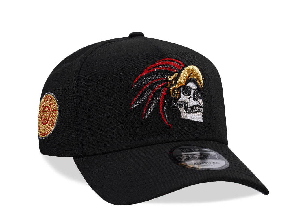 New Era Mexico Aztec Skull Warrior Metallic Black Prime Edition 9Forty A Frame Snapback Cap