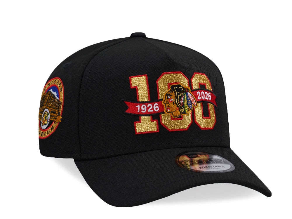 New Era Chicago Blackhawks Stadium Patch Black Prime Edition 9Forty A Frame Snapback Cap