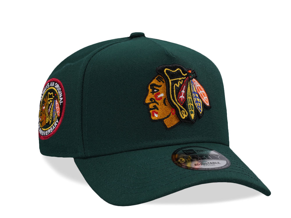 New Era Chicago Blackhawks 75th Anniversary Green Prime Edition 9Forty A Frame Snapback Cap