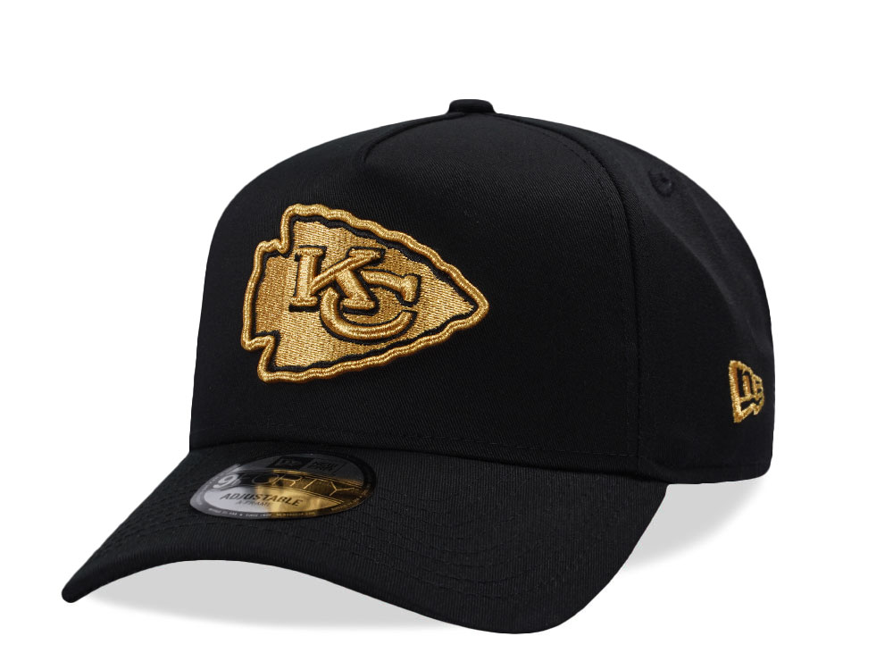 New Era Kansas City Chiefs Black Gold Edition 9Forty A Frame Snapback Cap