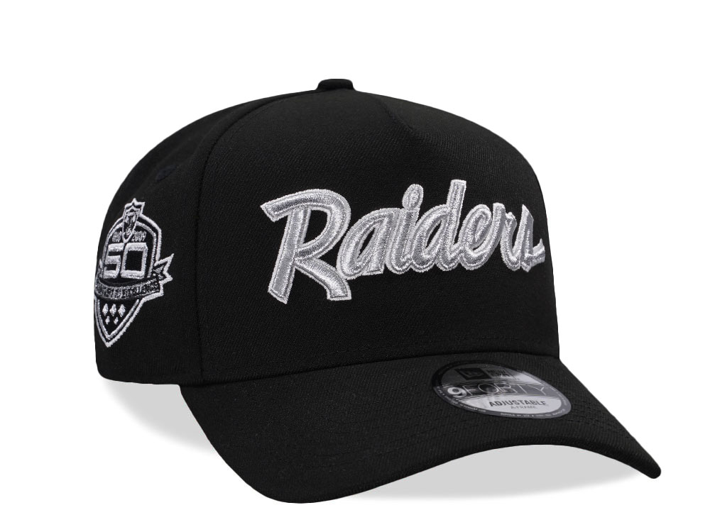 New Era Las Vegas Raiders 50th Anniversary Metallic Black Prime Edition 9Forty A Frame Snapback Cap
