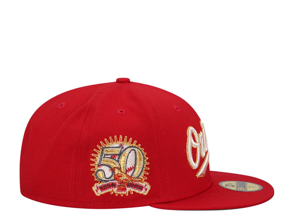 New Era Baltimore Orioles 50th Anniversary Scarlett Gold Edition 59Fifty Fitted Cap