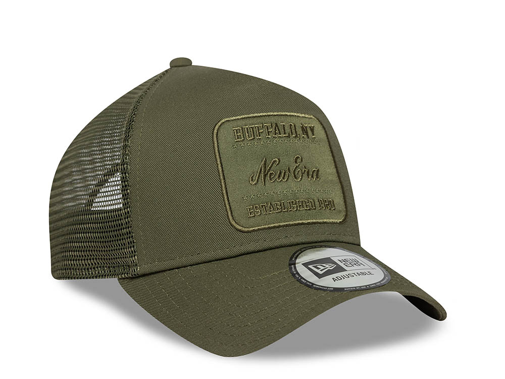 New Era Patch Olive 9Forty A Frame Trucker Snapback Cap