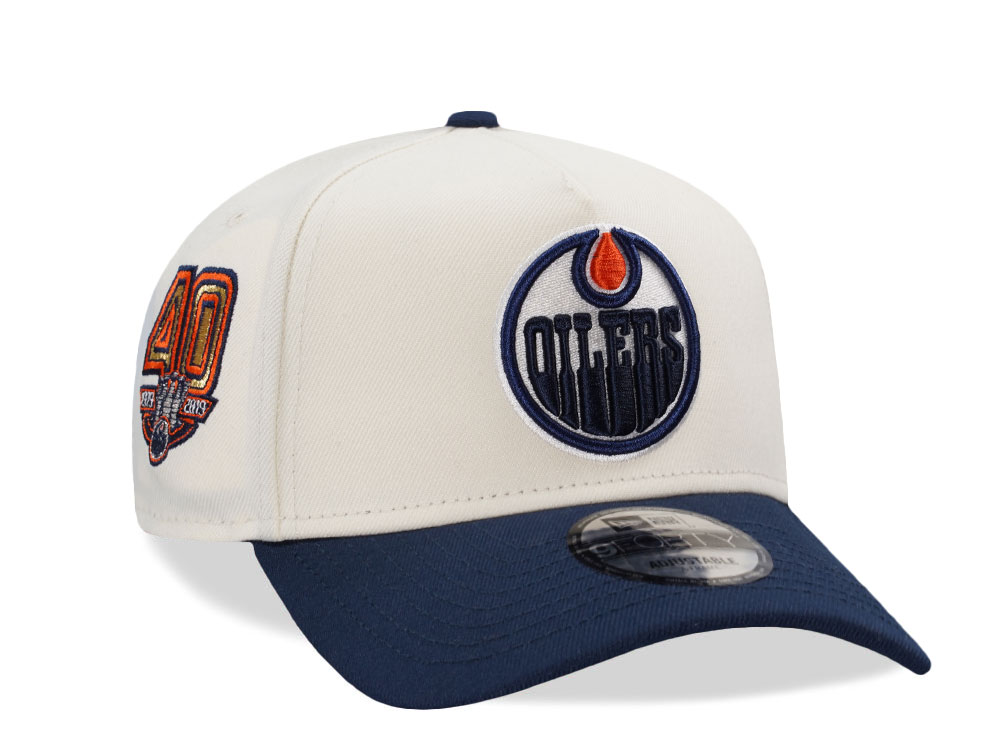 New Era Edmonton Oilers 40th Anniversary Chrome Two Tone Edition 9Forty A Frame Snapback Cap