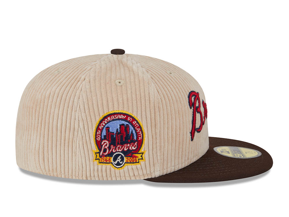 New Era Atlanta Braves 40th Anniversary Fall Cord Khaki 59Fifty Fitted Cap