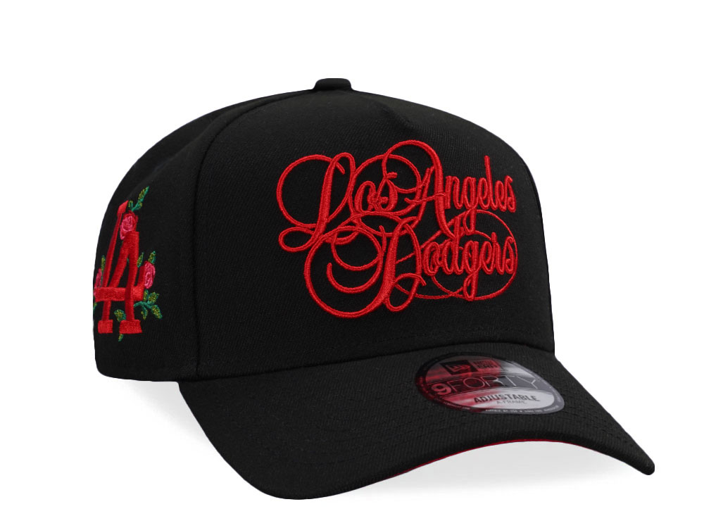 New Era Los Angeles Dodgers Script Black and Red Edition 9Forty A Frame Snapback Cap