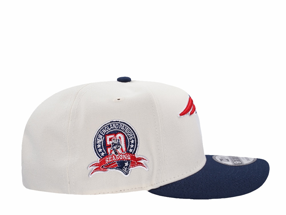 New Era New England Patriots 50th Anniversary Chrome Two Tone Edition 9Fifty A Frame Snapback Cap