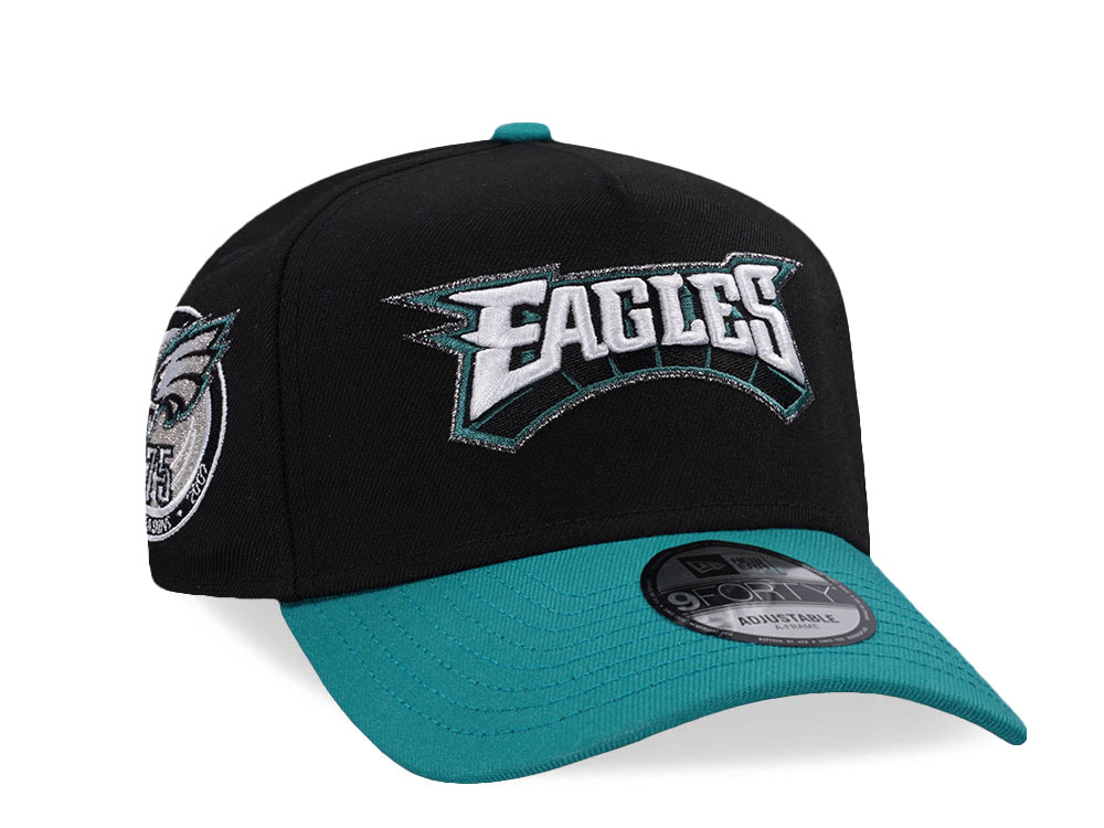 New Era Philadelphia Eagles 75th Anniversary Black Two Tone Edition 9Forty A Frame Snapback Cap