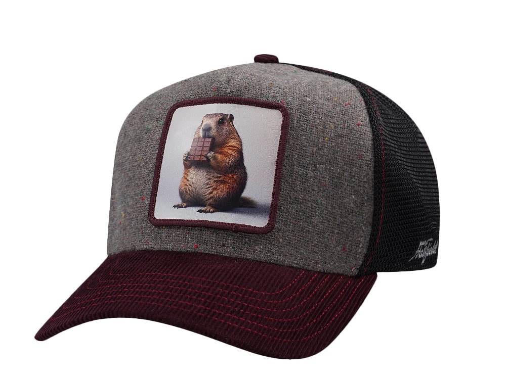 Hatfield Chocolate Beaver Burgundy Gray Trucker Snapback Cap