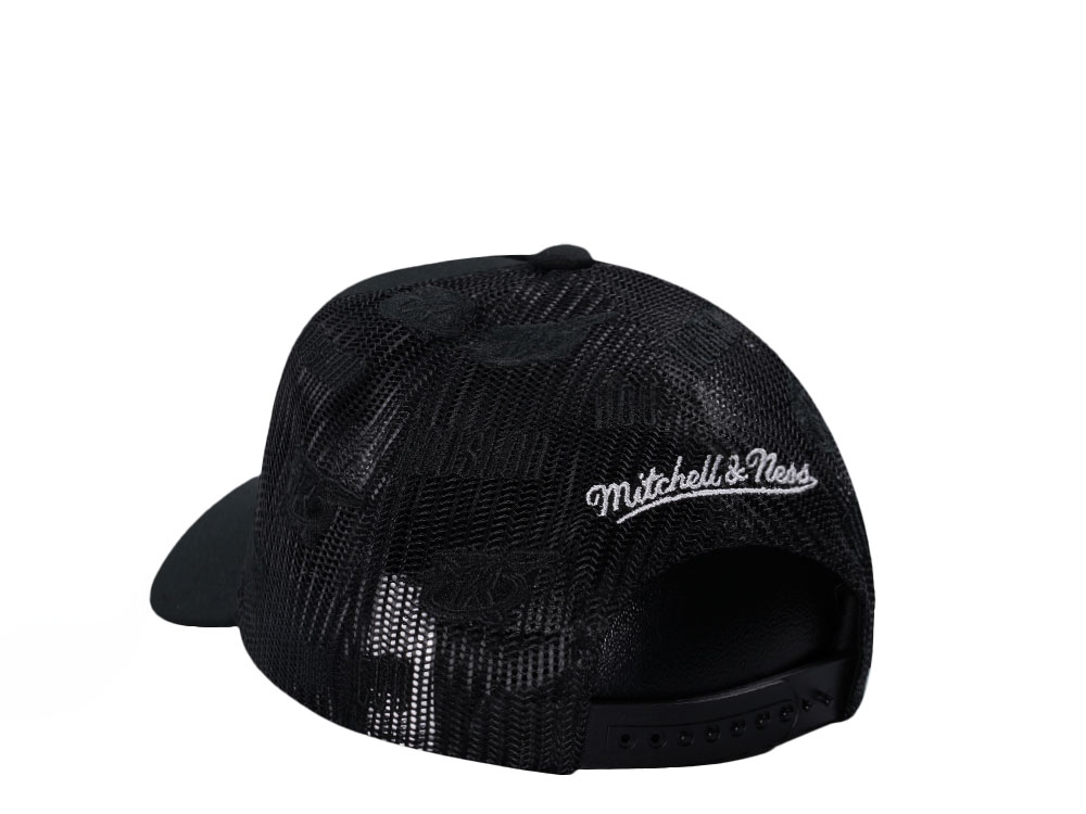 Mitchell & Ness Houston Rockets Black Monogram Trucker Edition Snapback Cap