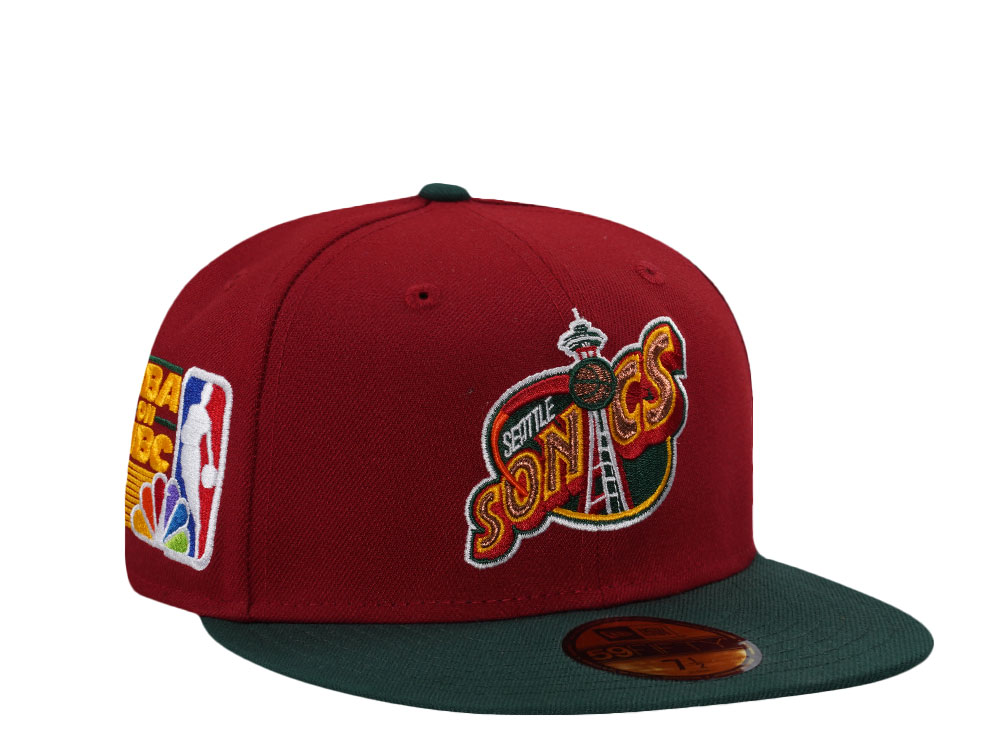 New Era Seattle Supersonics NBA On NBC Maroon Two Tone Edition 59Fifty Fitted Cap