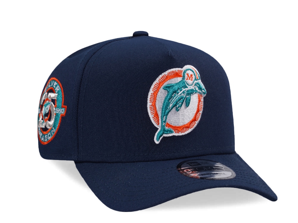 New Era Miami Dolphins 25 Seasons Navy Prime Edition 9Forty A Frame Snapback Cap