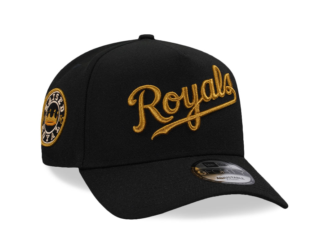 New Era Kansas City Royals Raised Royal Cheviot Gold Edition 9Forty A Frame Snapback Cap