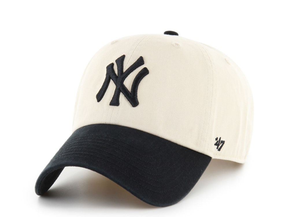 47 Brand New York Yankees Natural Black Two Tone Clean Up Strapback Cap