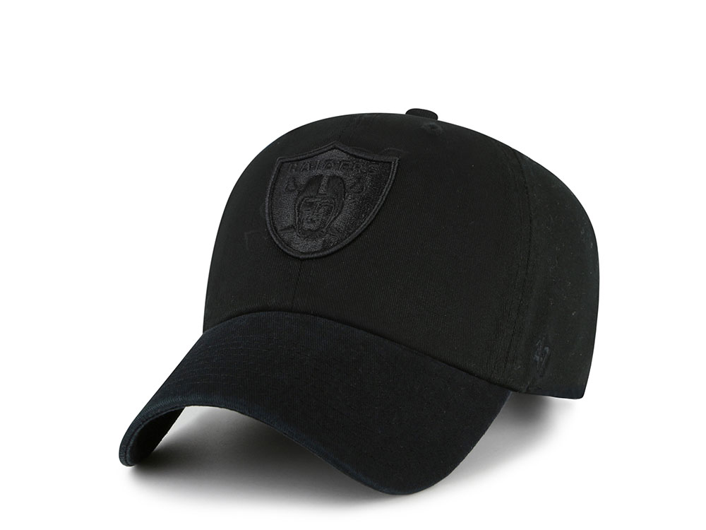 47Brand Las Vegas Raiders Black On Black Edition Clean Up Strapback Cap