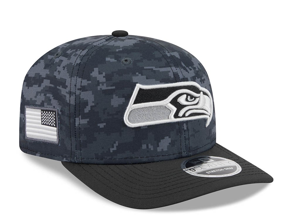 New Era Seattle Seahawks NFL Salute to Service 2026 Digi Camo Black 9Seventy Stretch Snapback Cap